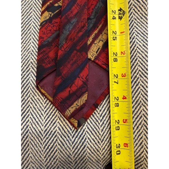 J. Garcia Mens Abstract Red & Gold Silk Tie - 57 Inches Long - Picture 4 of 4